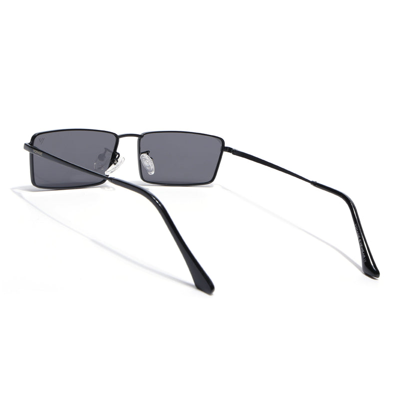 Rectangle Polarized Sunglasses for Men & Women (Black Lens | Black Frame - PMG7926)