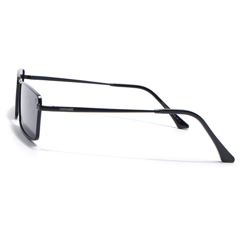 Rectangle Polarized Sunglasses for Men & Women (Black Lens | Black Frame - PMG7926)