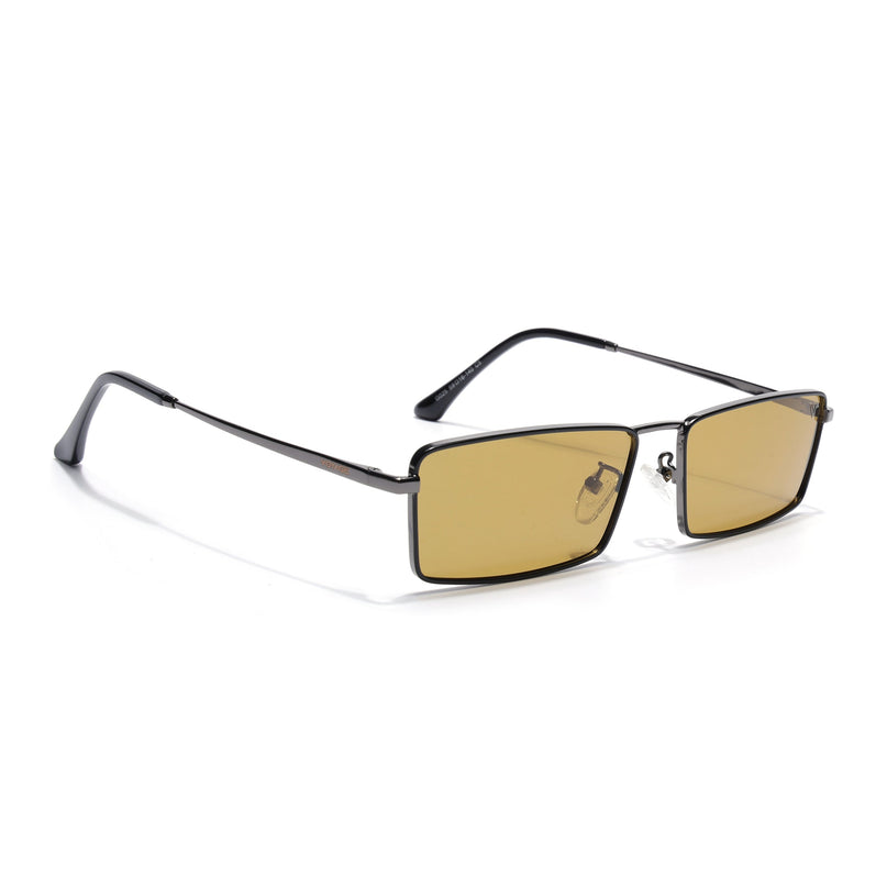 Rectangle Polarized Sunglasses for Men & Women (Green Lens | Grey Frame - PMG7928)