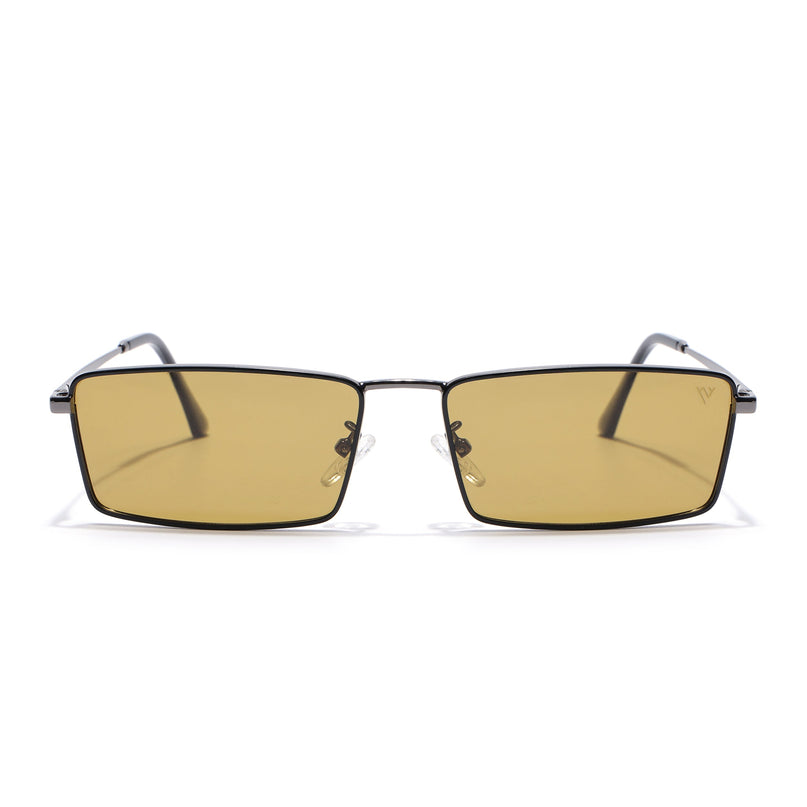 Rectangle Polarized Sunglasses for Men & Women (Green Lens | Grey Frame - PMG7928)