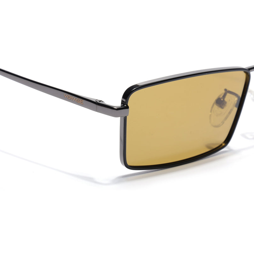 Rectangle Polarized Sunglasses for Men & Women (Green Lens | Grey Frame - PMG7928)