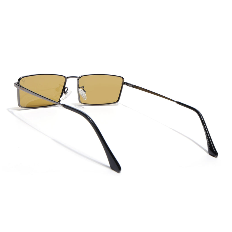 Rectangle Polarized Sunglasses for Men & Women (Green Lens | Grey Frame - PMG7928)