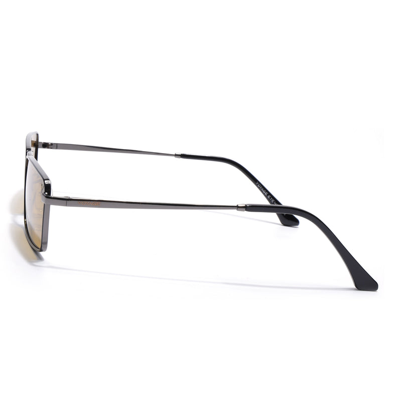 Rectangle Polarized Sunglasses for Men & Women (Green Lens | Grey Frame - PMG7928)