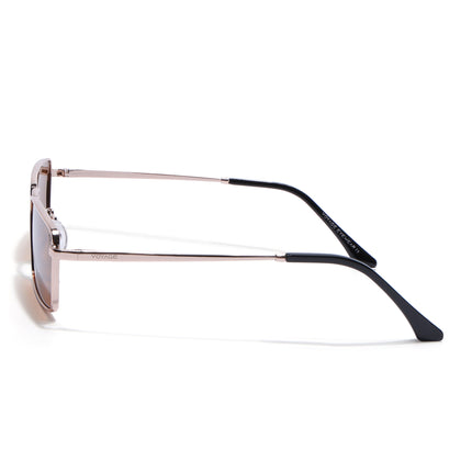 Rectangle Polarized Sunglasses for Men & Women (Brown Lens | Rose Gold Frame - PMG7930)