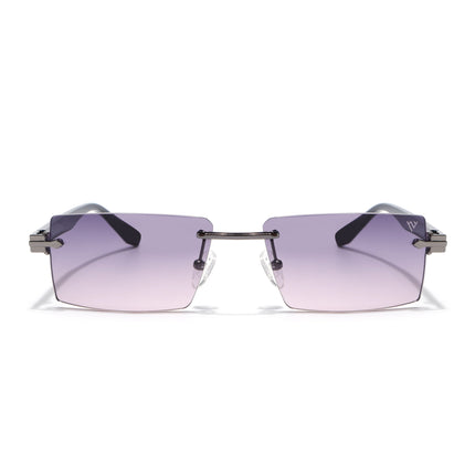 Rimless Sunglasses for Men & Women (Purple Lens | Grey Frame - MG7992)
