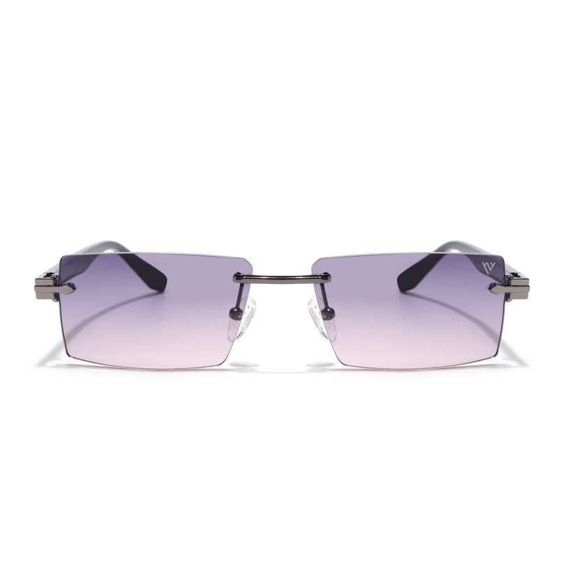 Rimless Sunglasses for Men & Women (Purple Lens | Grey Frame - MG7992)