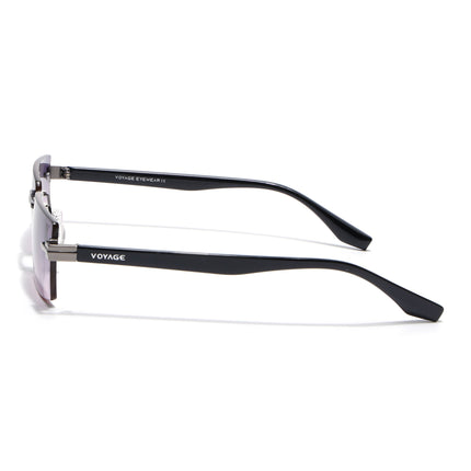 Rimless Sunglasses for Men & Women (Purple Lens | Grey Frame - MG7992)
