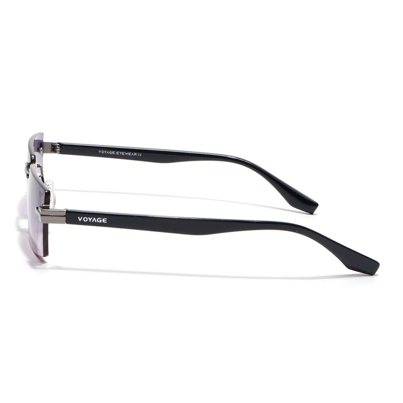 Rimless Sunglasses for Men & Women (Purple Lens | Grey Frame - MG7992)