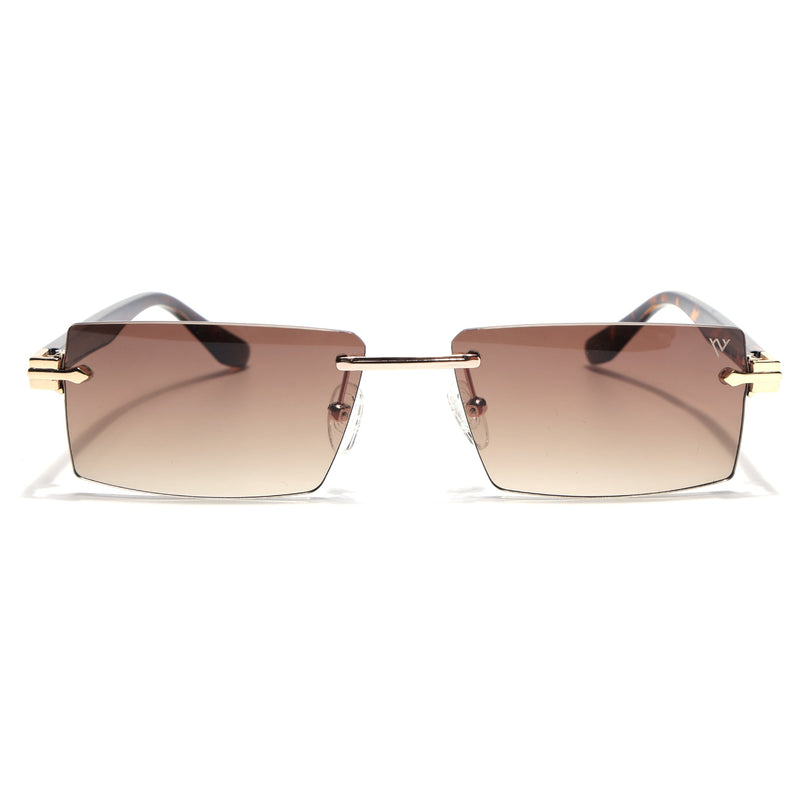 Rimless Sunglasses for Men & Women (Brown Lens | Golden Frame - MG7994)