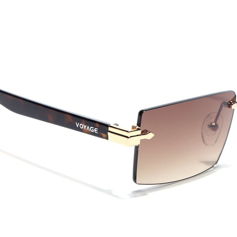 Rimless Sunglasses for Men & Women (Brown Lens | Golden Frame - MG7994)