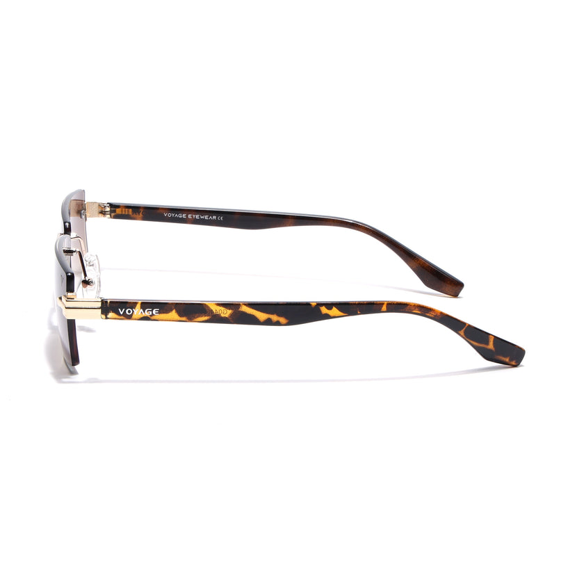 Rimless Sunglasses for Men & Women (Brown Lens | Golden Frame - MG7994)
