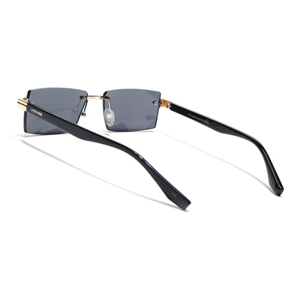 Rimless Sunglasses for Men & Women (Black Lens | Golden Frame - MG7995)