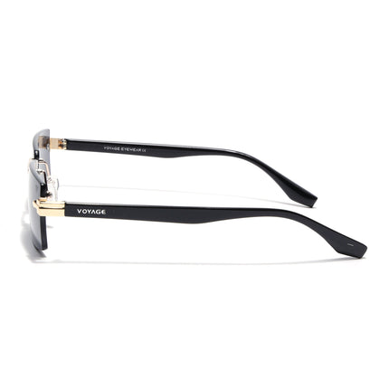Rimless Sunglasses for Men & Women (Black Lens | Golden Frame - MG7995)