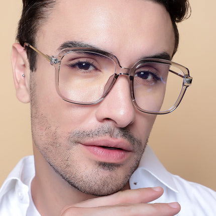 Voyage Sliver And Grey Oversize Eyeglasses - MG3852