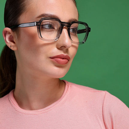 EyeJack Astra Black & Grey Square Eyeglasses for Men & Women (TR6603CL89-C5)