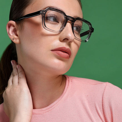 EyeJack Astra Black & Grey Square Eyeglasses for Men & Women (TR6603CL89-C5)