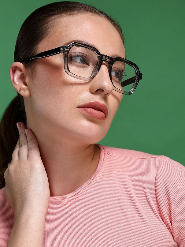EyeJack Astra Black & Grey Square Eyeglasses for Men & Women (TR6603CL89-C5)