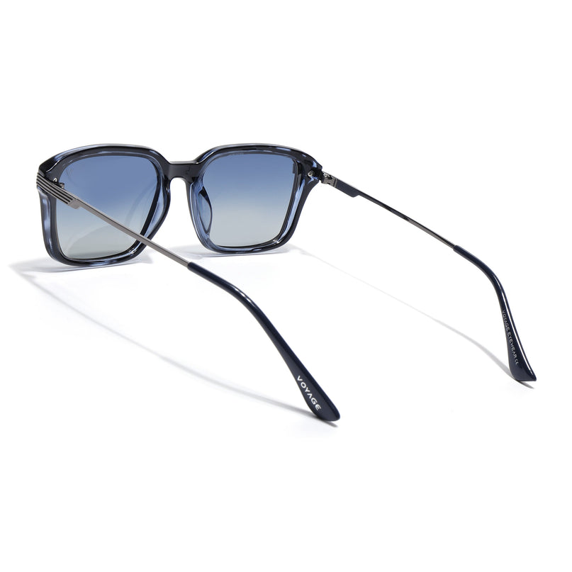 Wayfarer Polarized Sunglasses for Men & Women (Blue Lens | Demi Blue Frame - PMG7900)