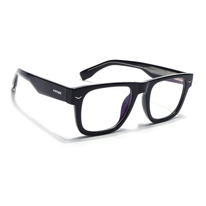 Voyage Black Wayfarer Eyeglasses for Men & Women (FMG 8054)