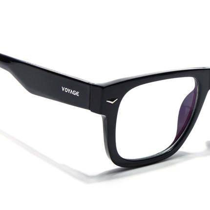 Voyage Black Wayfarer Eyeglasses for Men & Women (FMG 8054)