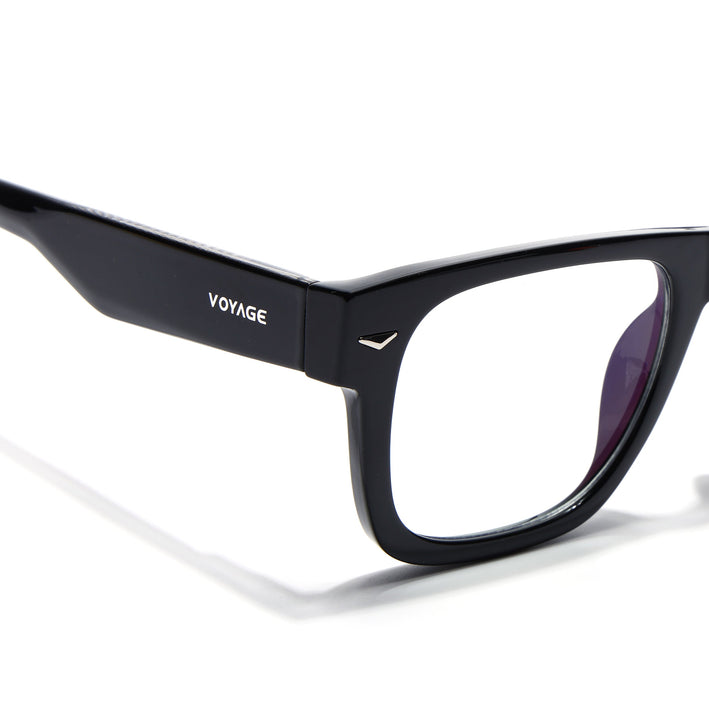 Voyage Black Wayfarer Eyeglasses for Men & Women (FMG 8054)