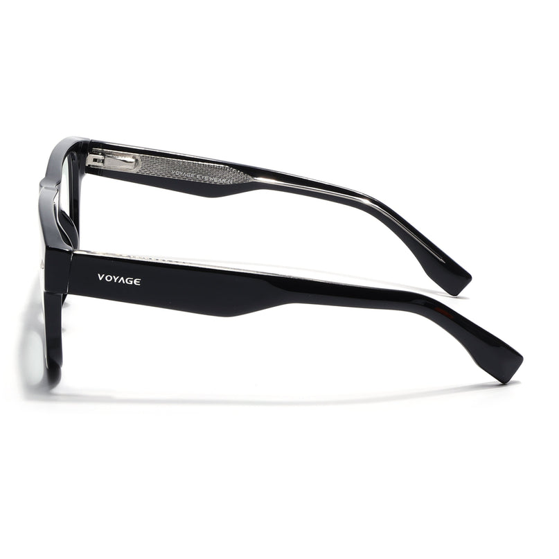 Voyage Black Wayfarer Eyeglasses for Men & Women (FMG 8054)