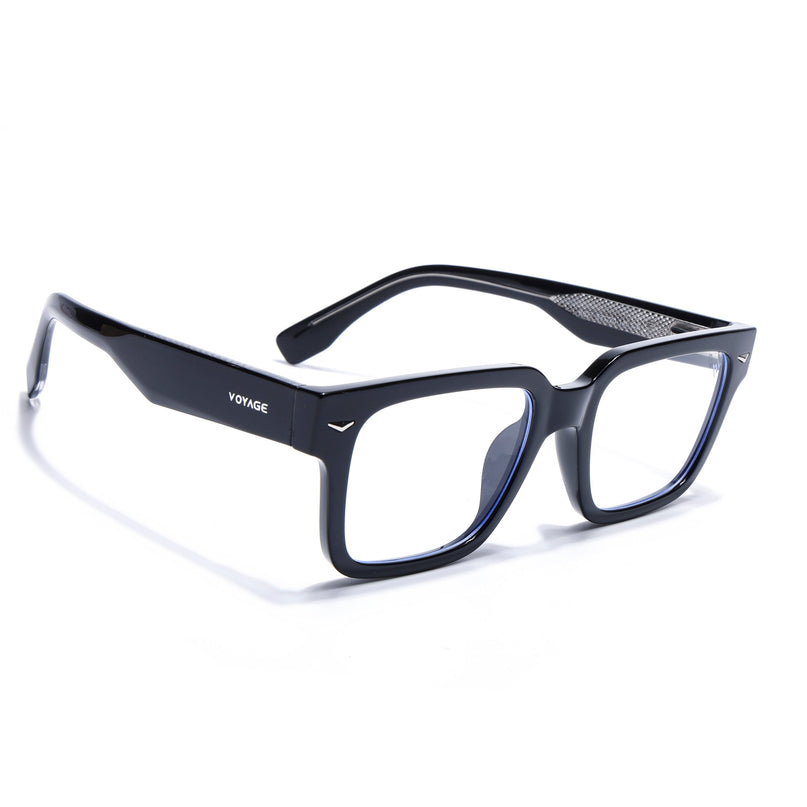 Voyage Black Rectangle Eyeglasses for Men & Women (K027FMG8026)