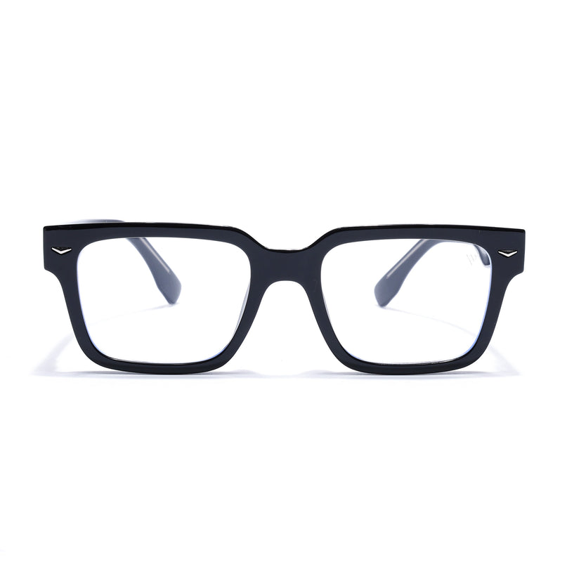 Voyage Black Rectangle Eyeglasses for Men & Women (K027FMG8026)