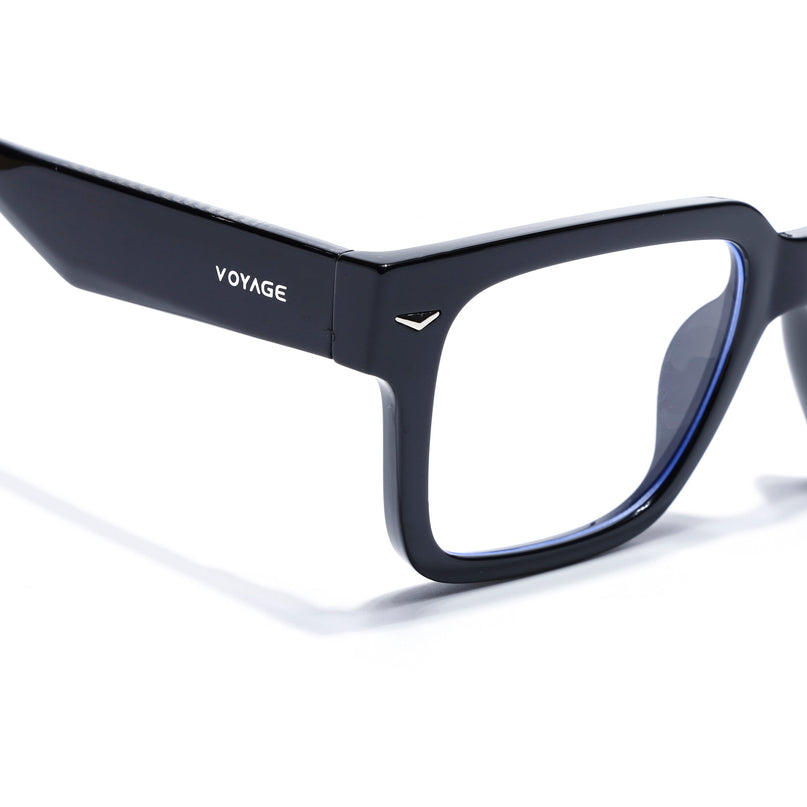 Voyage Black Rectangle Eyeglasses for Men & Women (K027FMG8026)
