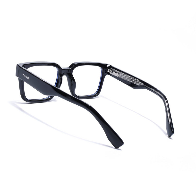 Voyage Black Rectangle Eyeglasses for Men & Women (K027FMG8026)