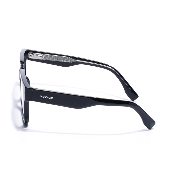 Voyage Black Rectangle Eyeglasses for Men & Women (K027FMG8026)