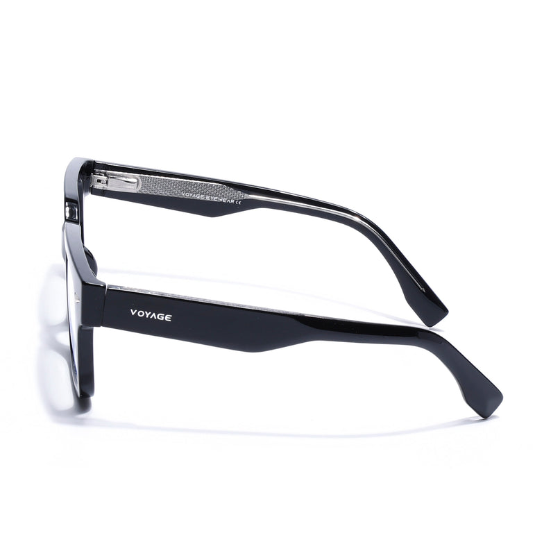 Voyage Black Rectangle Eyeglasses for Men & Women (K027FMG8026)