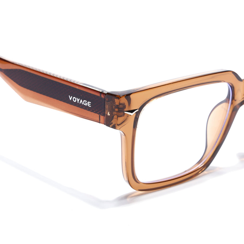 Voyage Brown Rectangle Eyeglasses for Men & Women (K027FMG8029)