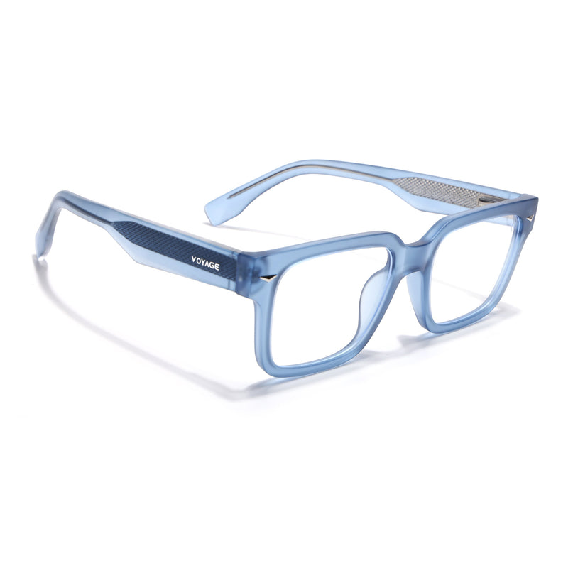 Voyage Blue Rectangle Eyeglasses for Men & Women (K027FMG8030)