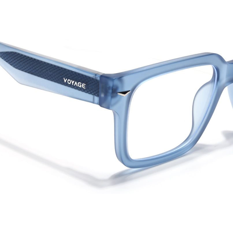 Voyage Blue Rectangle Eyeglasses for Men & Women (K027FMG8030)