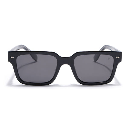 Rectangle Polarized Sunglasses for Men & Women (Black Lens | Black Frame - PMG7915)