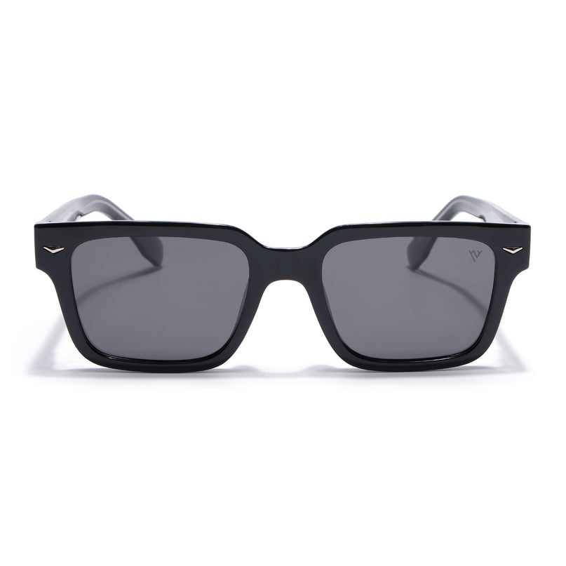 Rectangle Polarized Sunglasses for Men & Women (Black Lens | Black Frame - PMG7915)