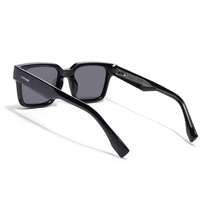 Rectangle Polarized Sunglasses for Men & Women (Black Lens | Black Frame - PMG7915)