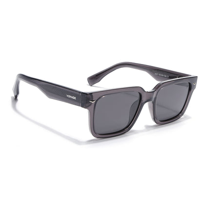Rectangle Polarized Sunglasses for Men & Women (Black Lens | Grey Frame - PMG7916)