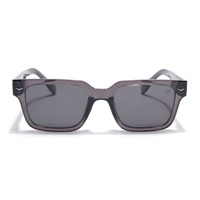 Rectangle Polarized Sunglasses for Men & Women (Black Lens | Grey Frame - PMG7916)