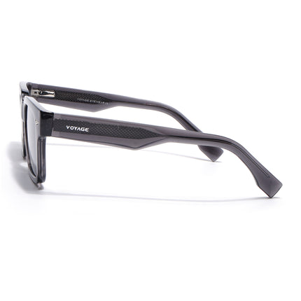 Rectangle Polarized Sunglasses for Men & Women (Black Lens | Grey Frame - PMG7916)