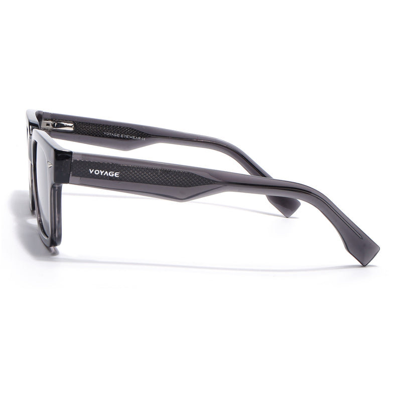 Rectangle Polarized Sunglasses for Men & Women (Black Lens | Grey Frame - PMG7916)