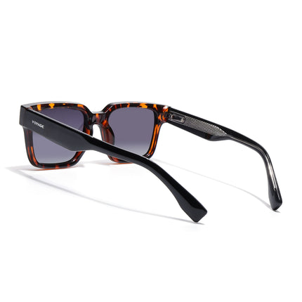 Rectangle Polarized Sunglasses for Men & Women (Black Lens | Demi Brown Frame - PMG7917)
