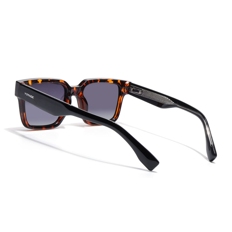 Rectangle Polarized Sunglasses for Men & Women (Black Lens | Demi Brown Frame - PMG7917)
