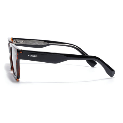 Rectangle Polarized Sunglasses for Men & Women (Black Lens | Demi Brown Frame - PMG7917)
