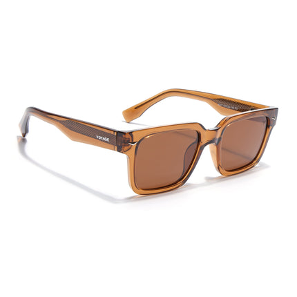 Rectangle Polarized Sunglasses for Men & Women (Brown Lens | Brown Frame - PMG7918)