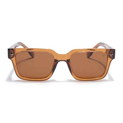 Rectangle Polarized Sunglasses for Men & Women (Brown Lens | Brown Frame - PMG7918)