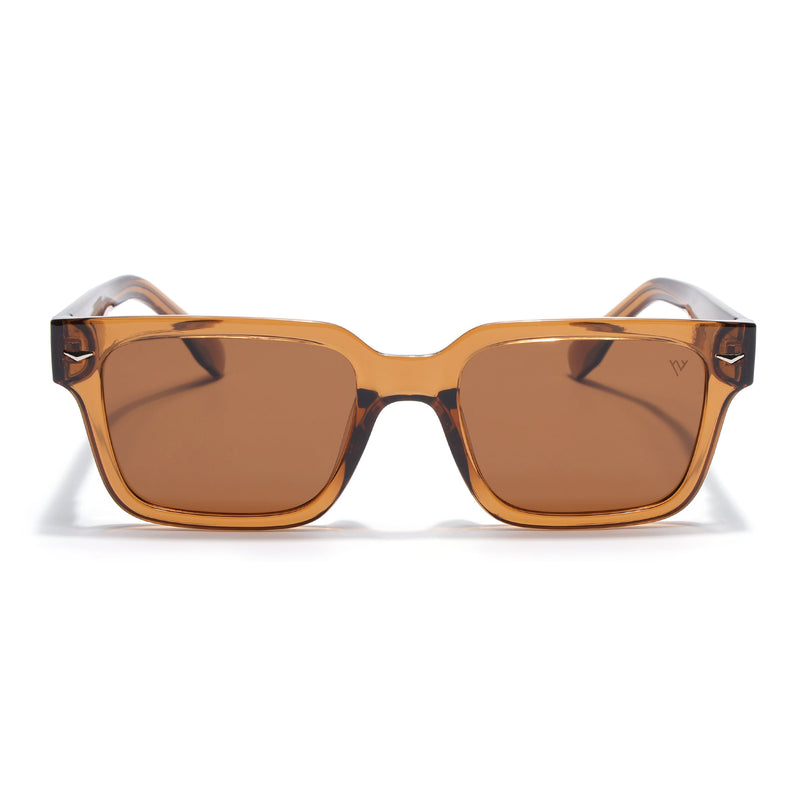 Rectangle Polarized Sunglasses for Men & Women (Brown Lens | Brown Frame - PMG7918)