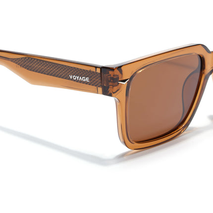 Rectangle Polarized Sunglasses for Men & Women (Brown Lens | Brown Frame - PMG7918)