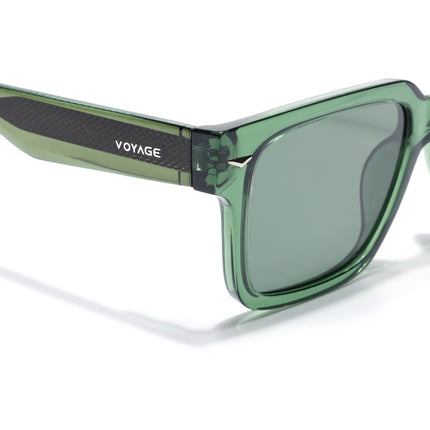 Rectangle Polarized Sunglasses for Men & Women (Green Lens | Green Frame - PMG7919)